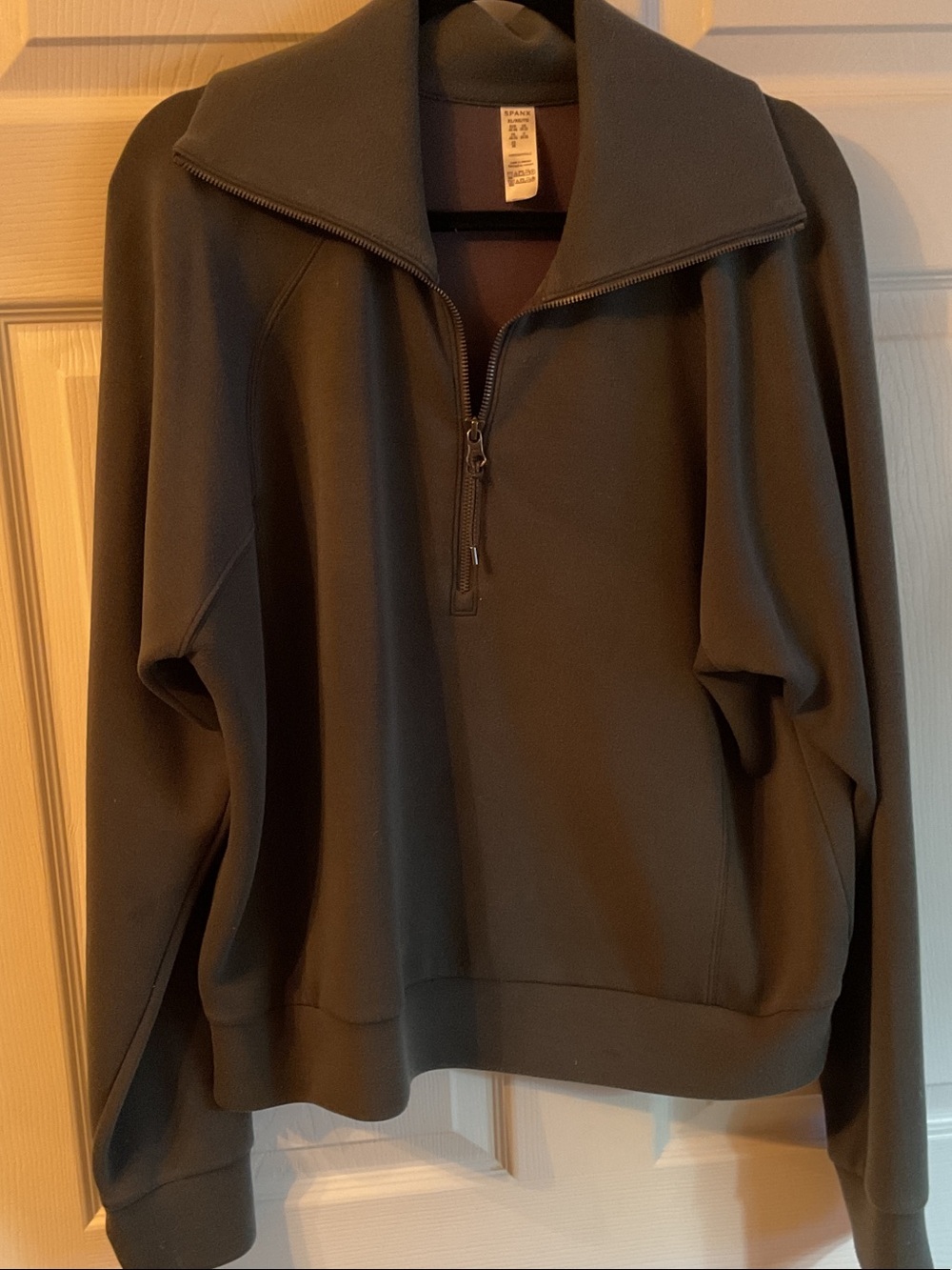 SPANX Men's Zip-Up Pullover Sweater in Olive